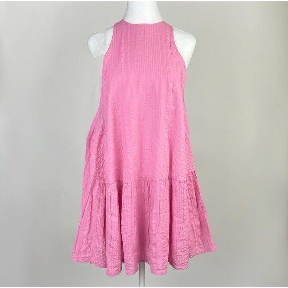 Urban Outfitters‎ Maisy High Neck Frock Pink Ruffle Dress Sz S Mod Retro Twee - Picture 3 of 15